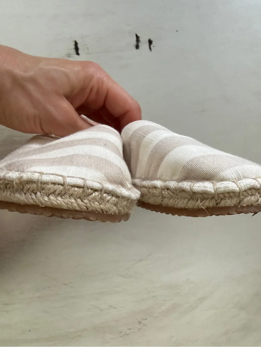 H&M Beige and White Striped Kids Canvas Espadrille Moccasins Slip-on Shoes